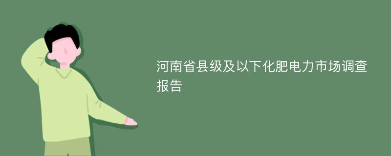 河南省县级及以下化肥电力市场调查报告